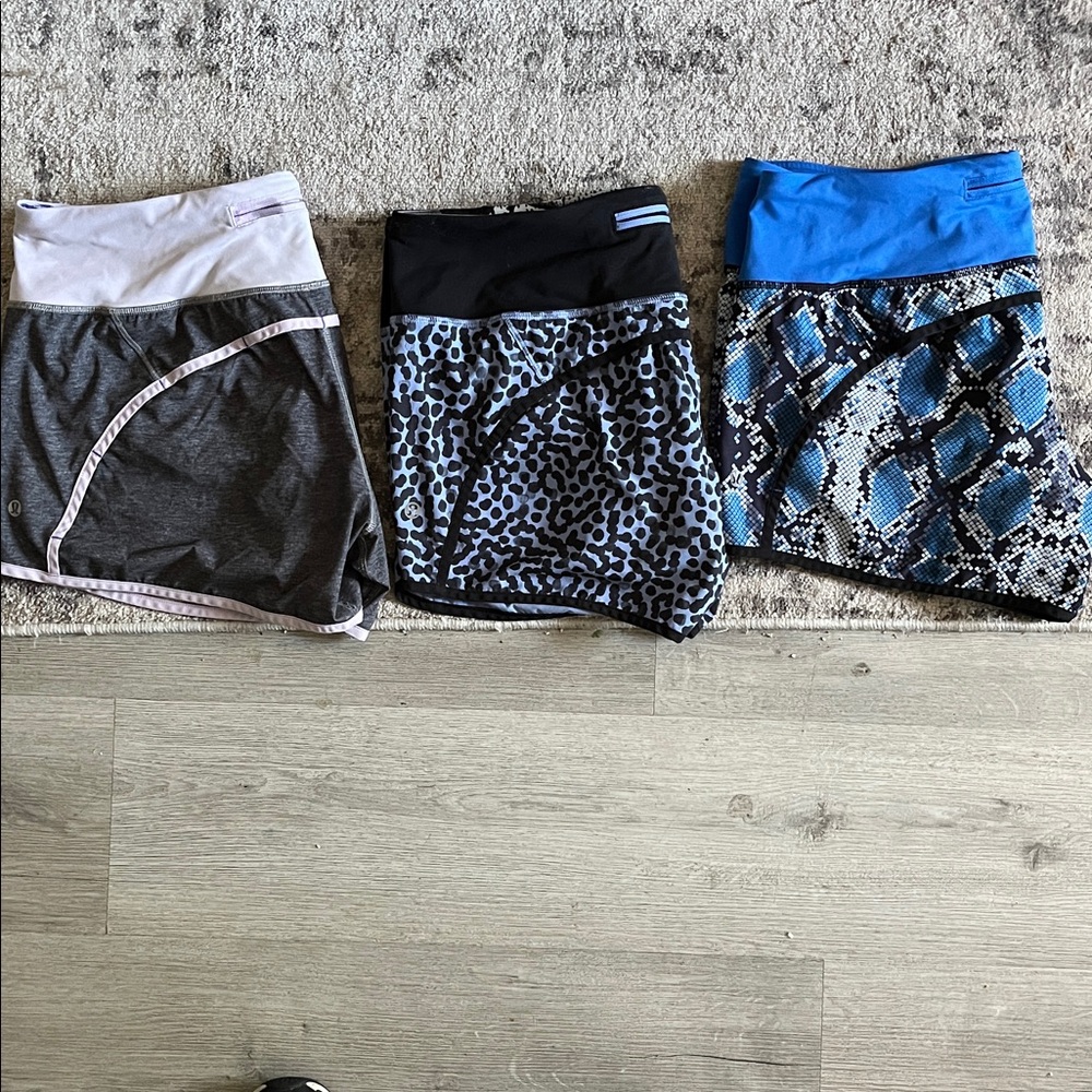 3 pairs Lululemon speed shorts size 10